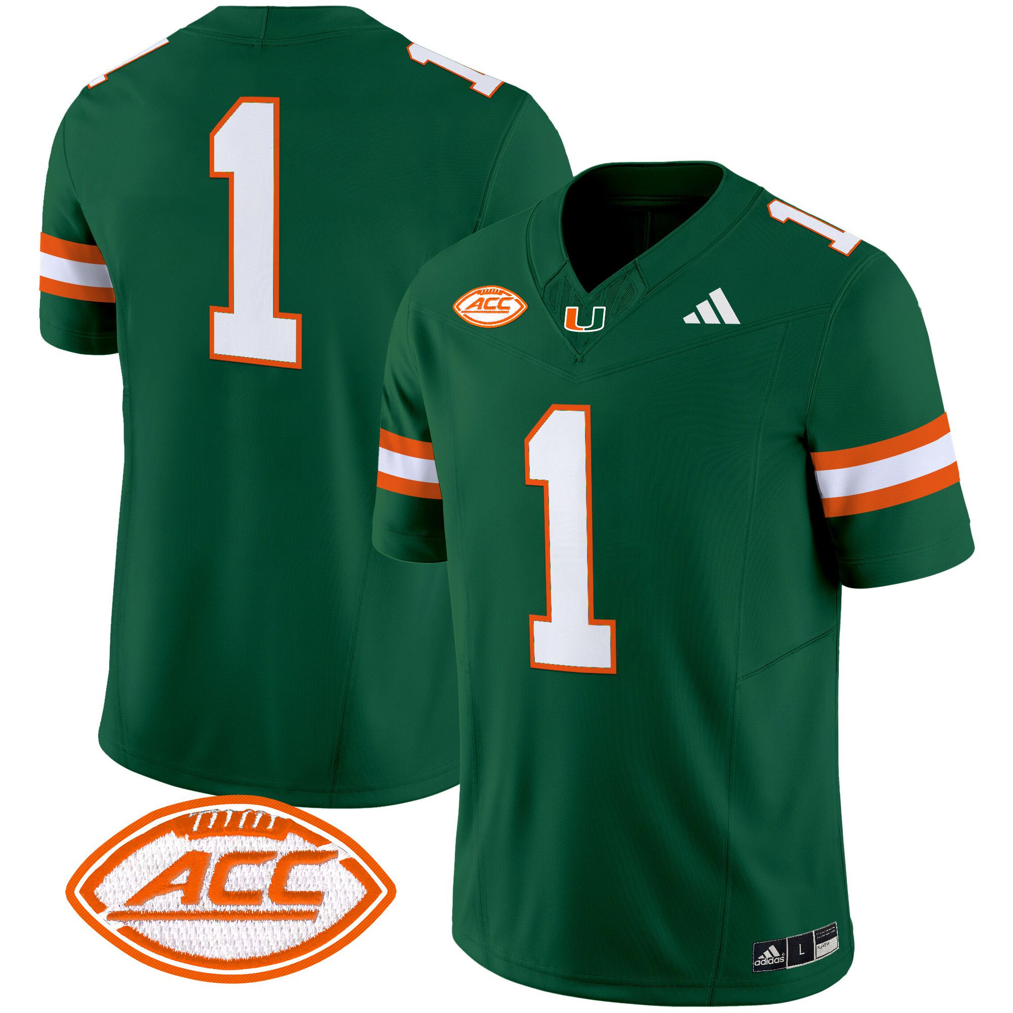 Men Miami Hurricanes #1 No Name Green 2024 Vapor Limited NCAA Jersey style 1